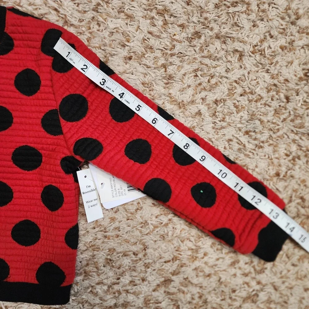 Disney Minnie Mouse Pippa & Julie Polka Dot Sweater Jacket‎ Back Minnie Design